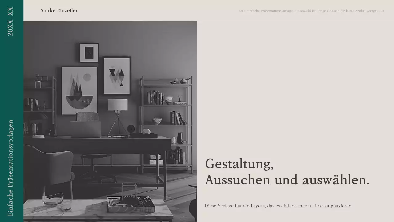 Ein einfacher Präsentationsvorschlag in Grün und Beige