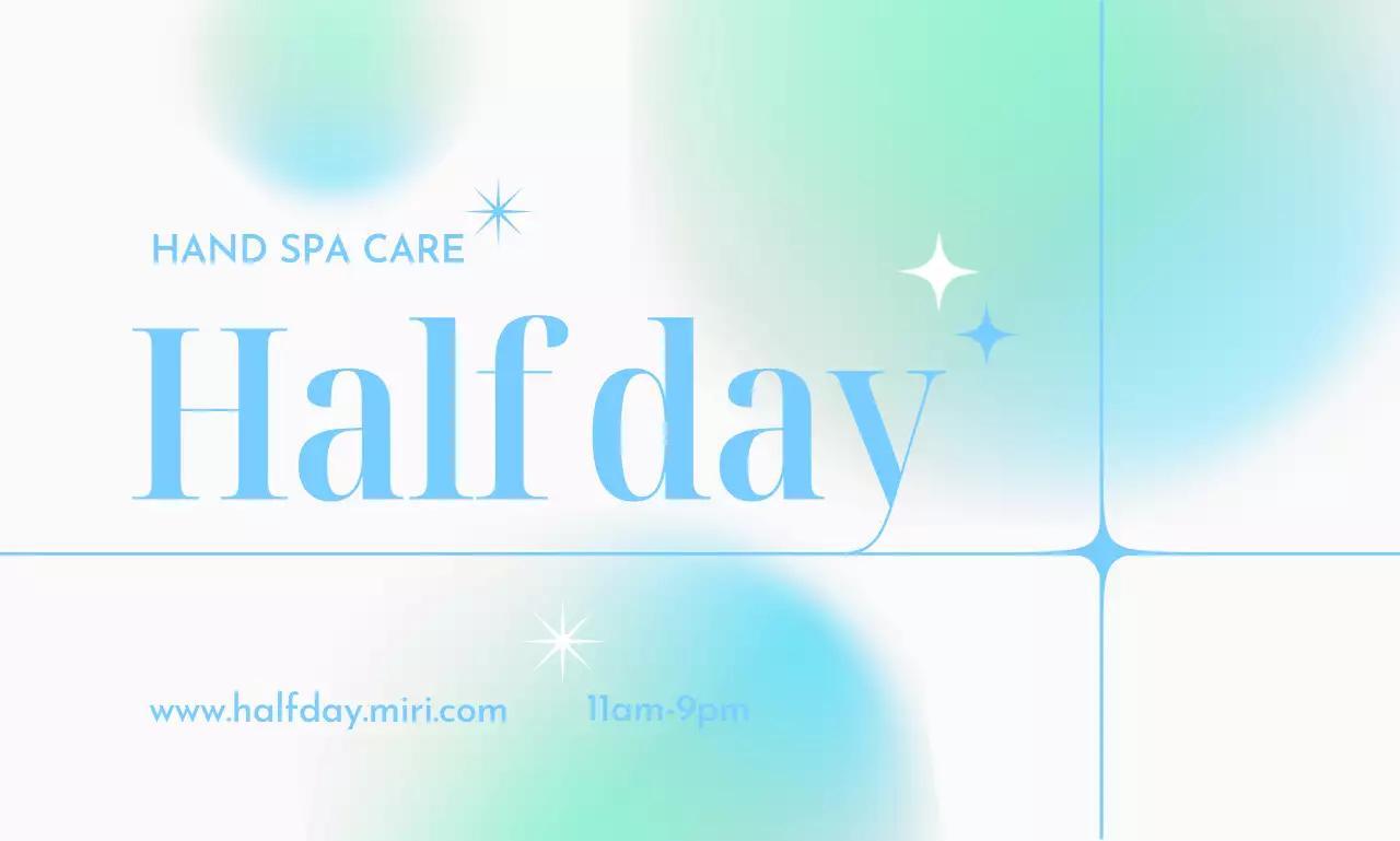 Desain dengan gradien warna-warni dan judul yang besar