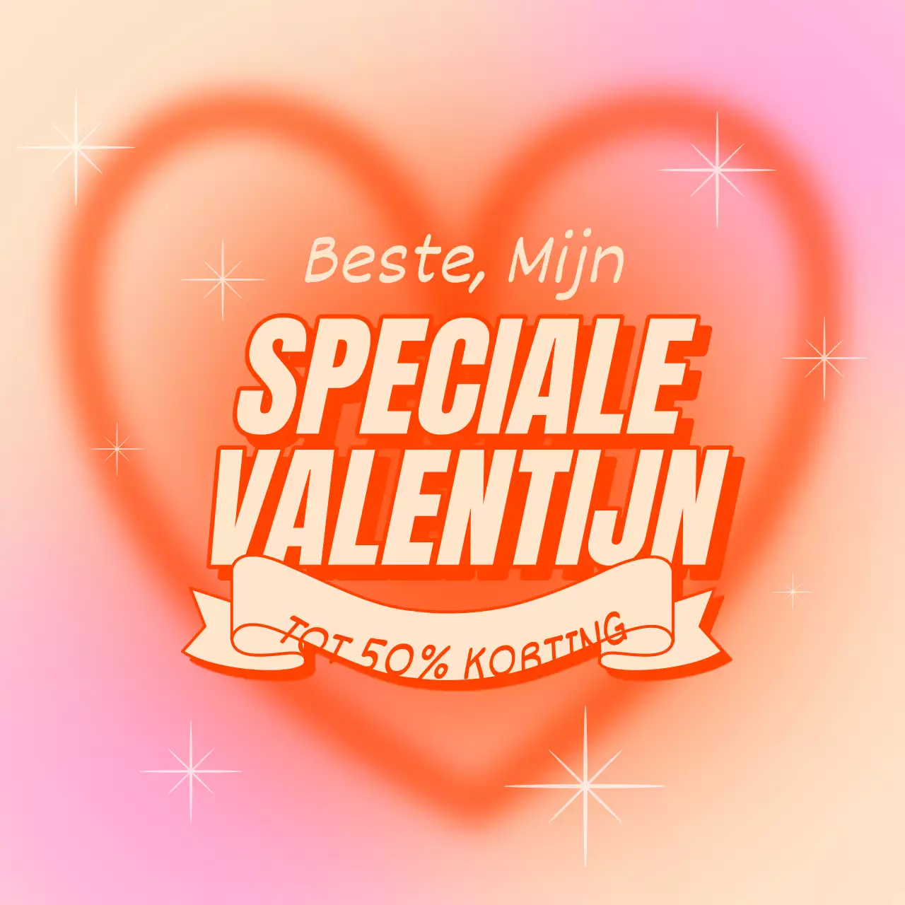 Pop-art Valentijnsverkoopadvertentie in oranje en roze