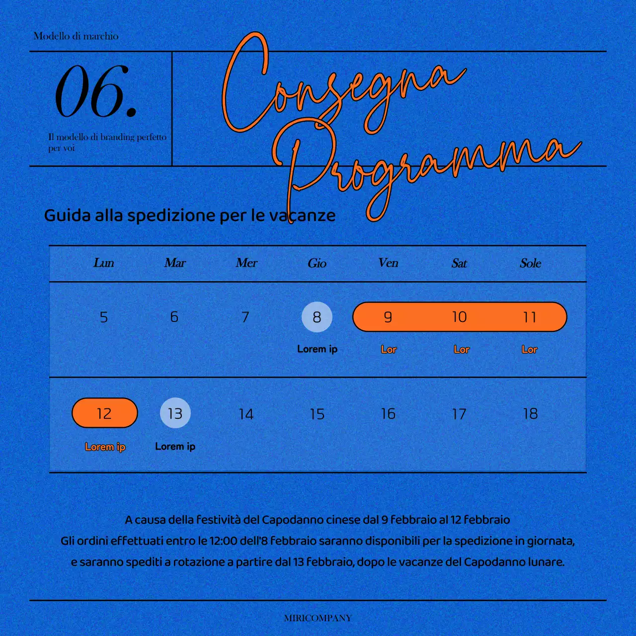 Una semplice dichiarazione di marchio in blu e arancione
