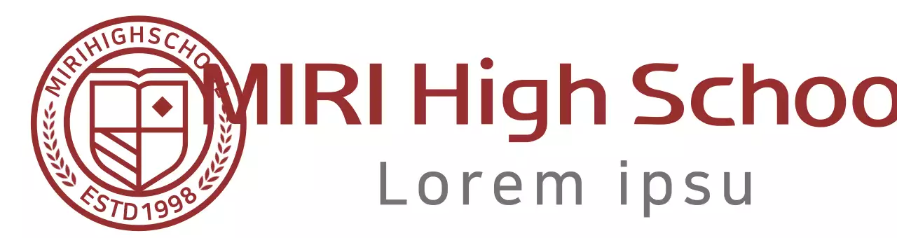 High school logo in the form of a burgundy circle education symbol