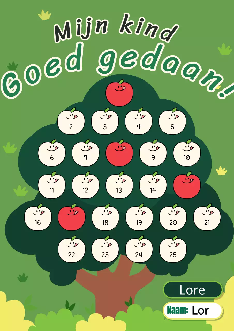 Eenvoudige appelboom compliment stickerhoes in groen