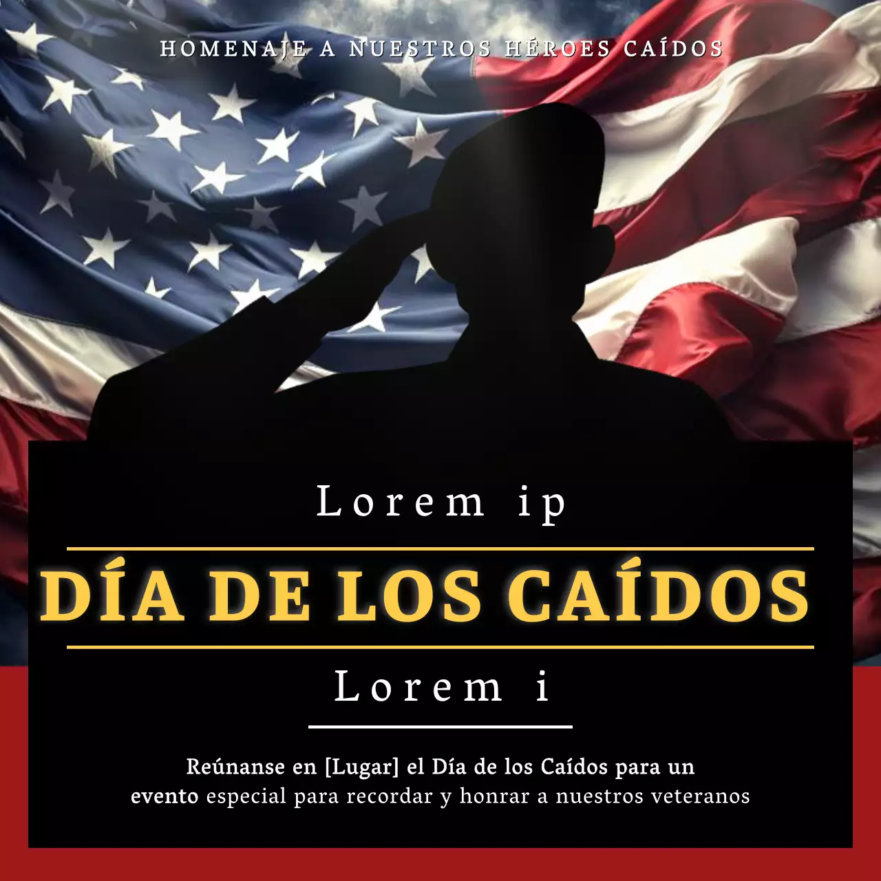 Publicidad tradicional roja y azul en homenaje al Día de los Caídos