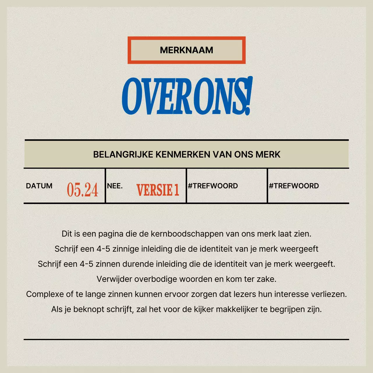 Vintage merkopdruk in rood en beige