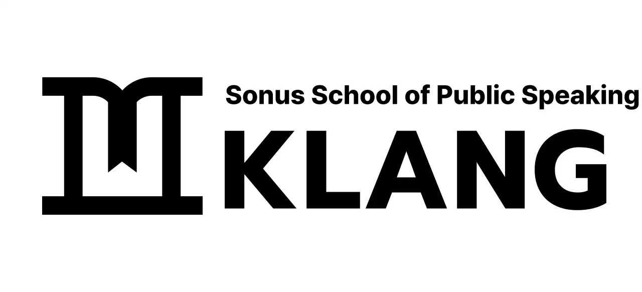 Entwurf einer Redeschule mit einem Symbol, das ein Podium darstellt