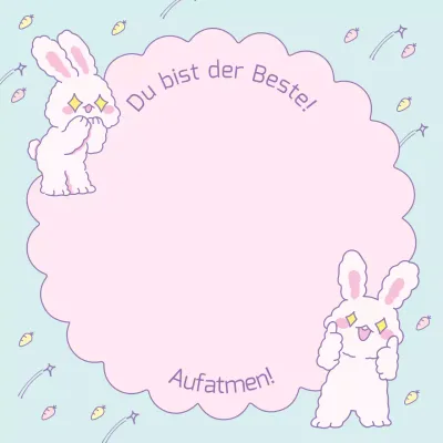 Niedliche Aufmunterungszettel in Hellblau und Rosa