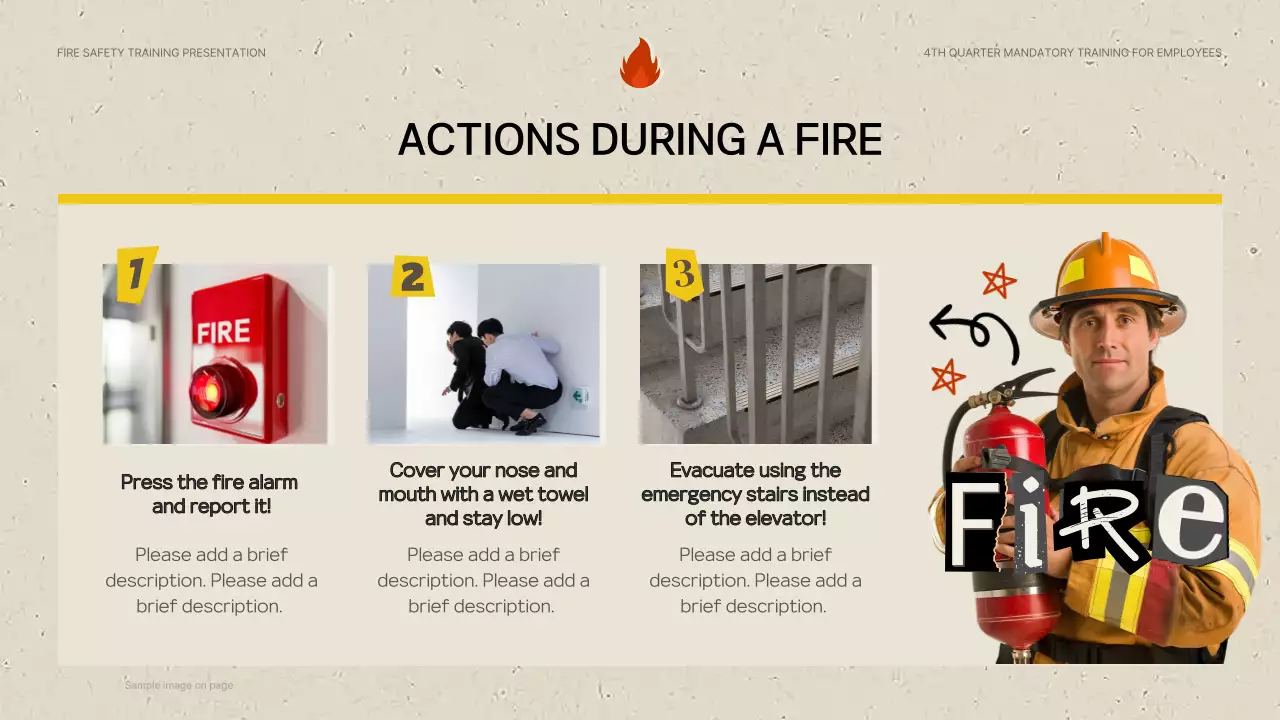 노란색 현대식 화재 훈련 프레젠테이션
