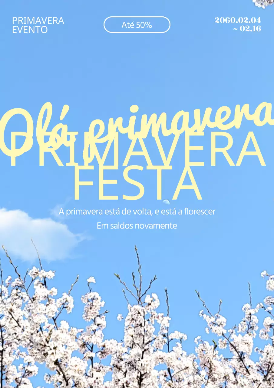 Promover uma simples venda de primavera em azul claro e amarelo