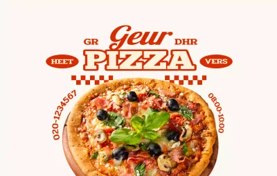 Een pizzeria met retro-geïnspireerde teksten en patronen