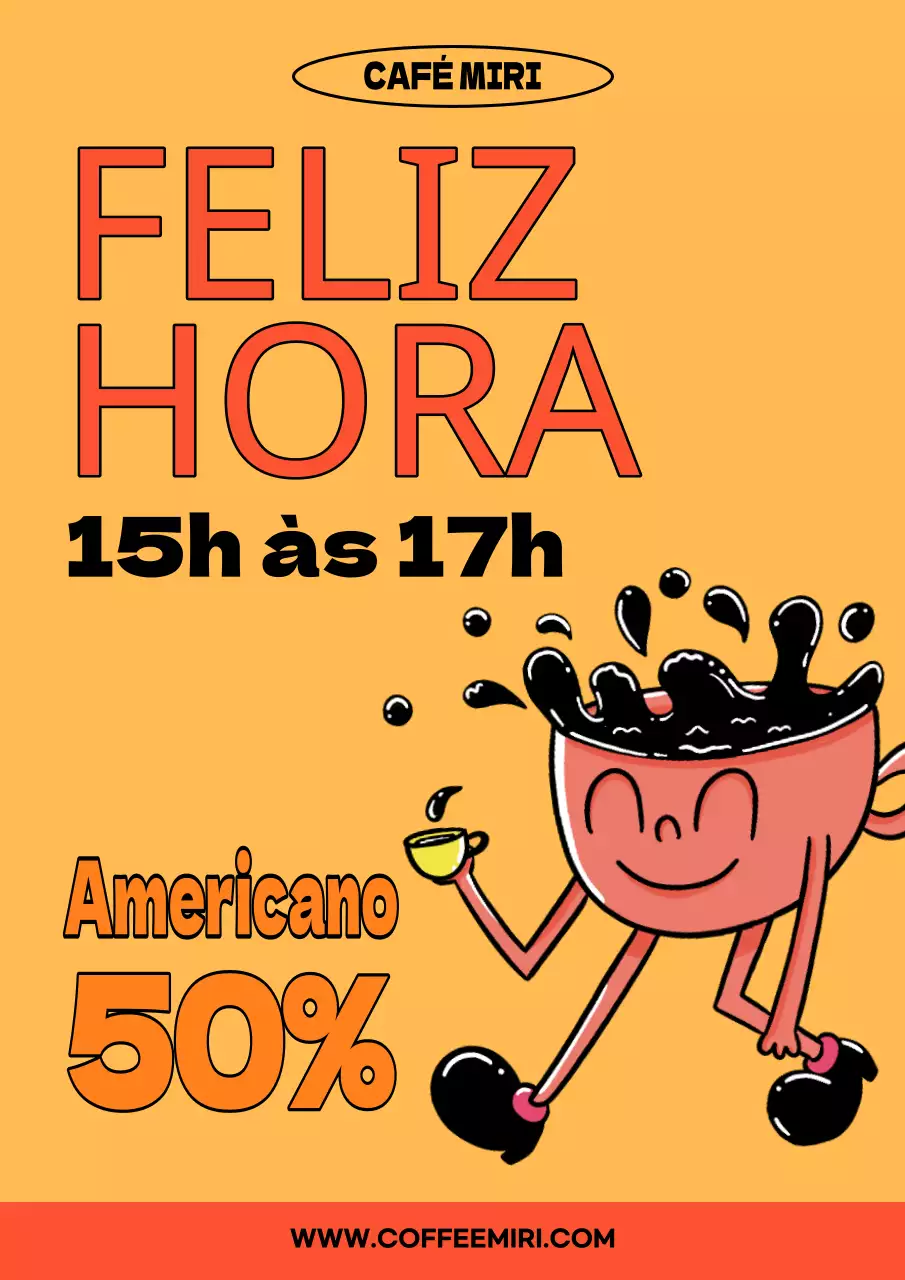 Promover um evento de café laranja e kitsch
