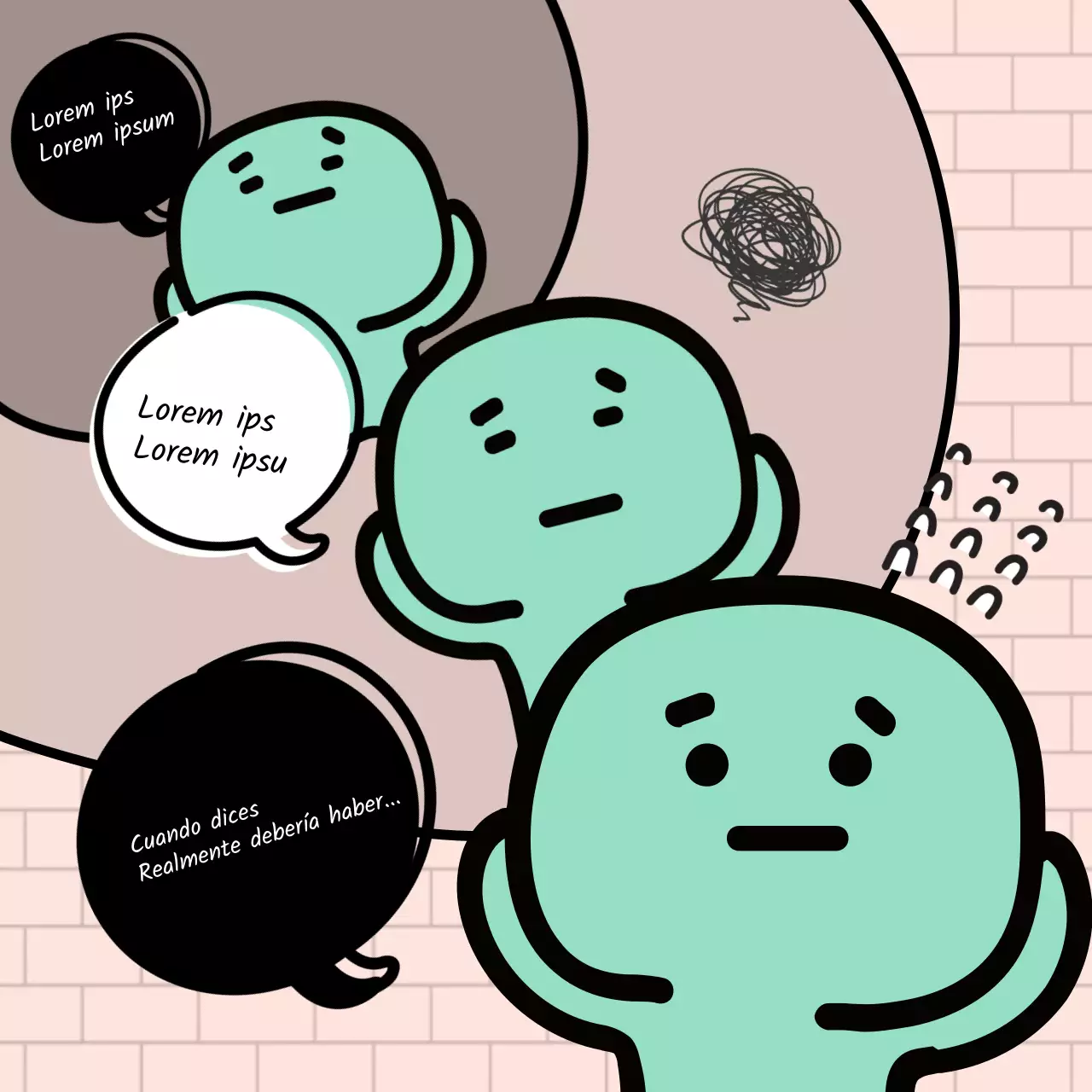 Anuncio de una sola página con bocadillos de caracteres de menta