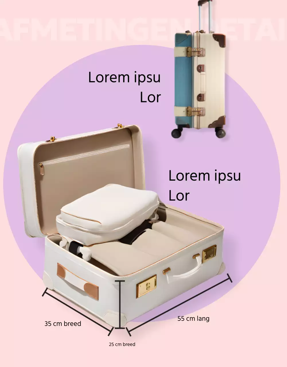 Eenvoudige roze en mauve koffer te koop post