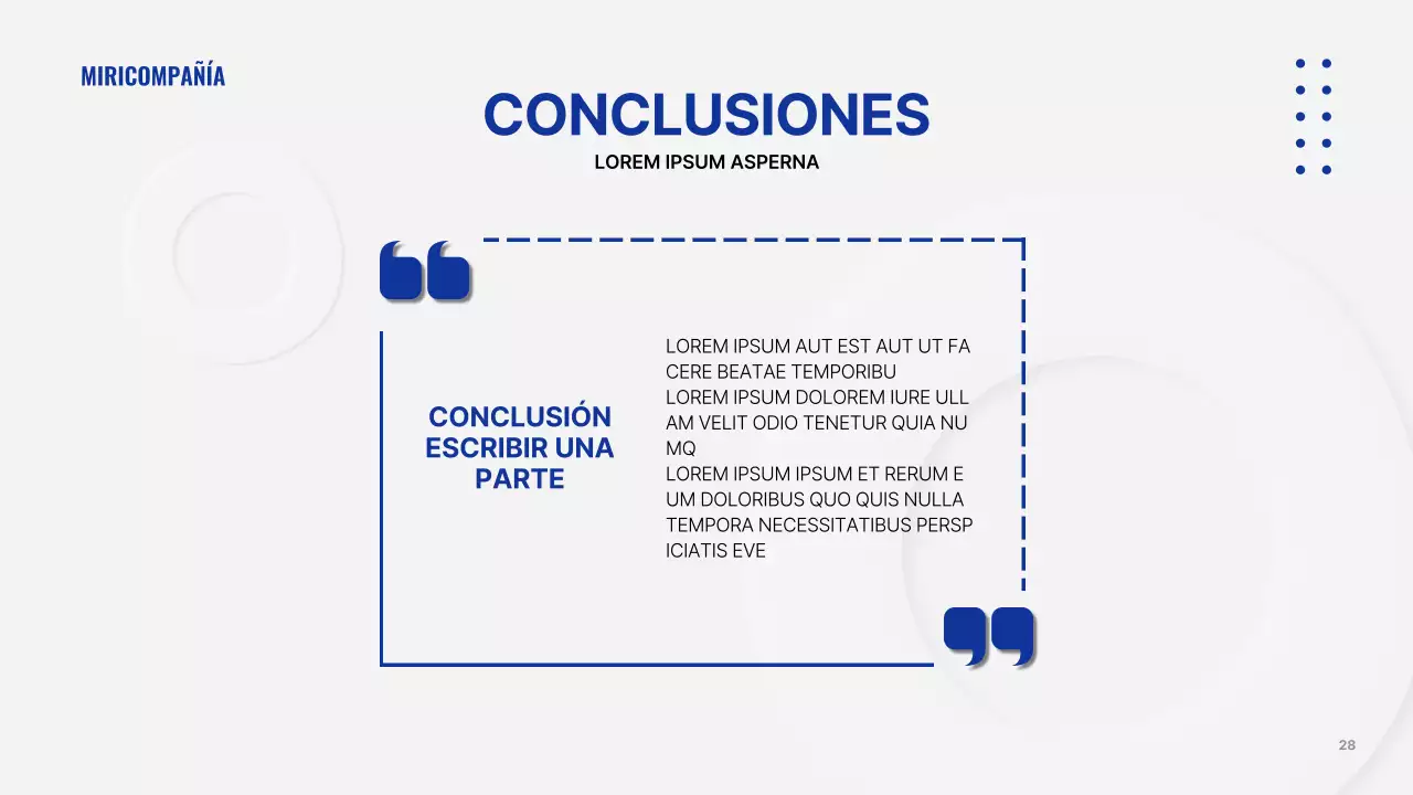 Presentación empresarial minimalista en blanco y azul marino