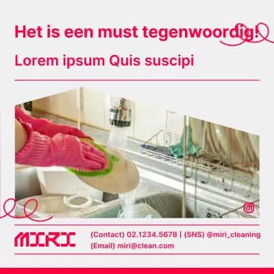 Promoot een eenvoudig schoonmaakbedrijf in grijs en hot pink