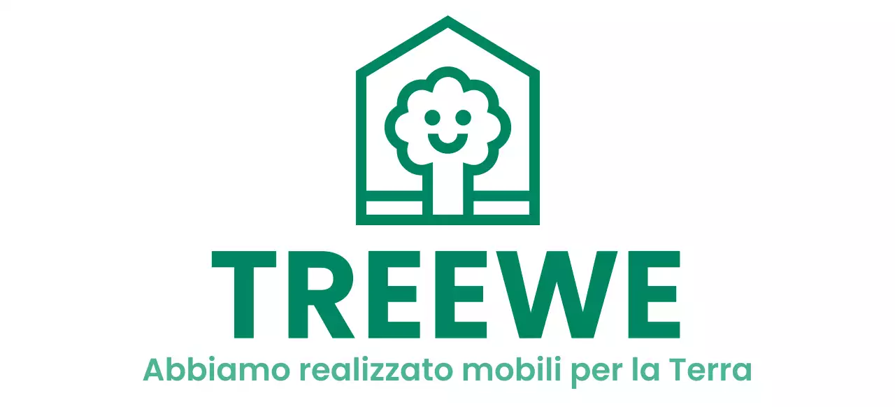 Design a colori per l'azienda di arredamento con logo del marchio che raffigura un albero in una casa