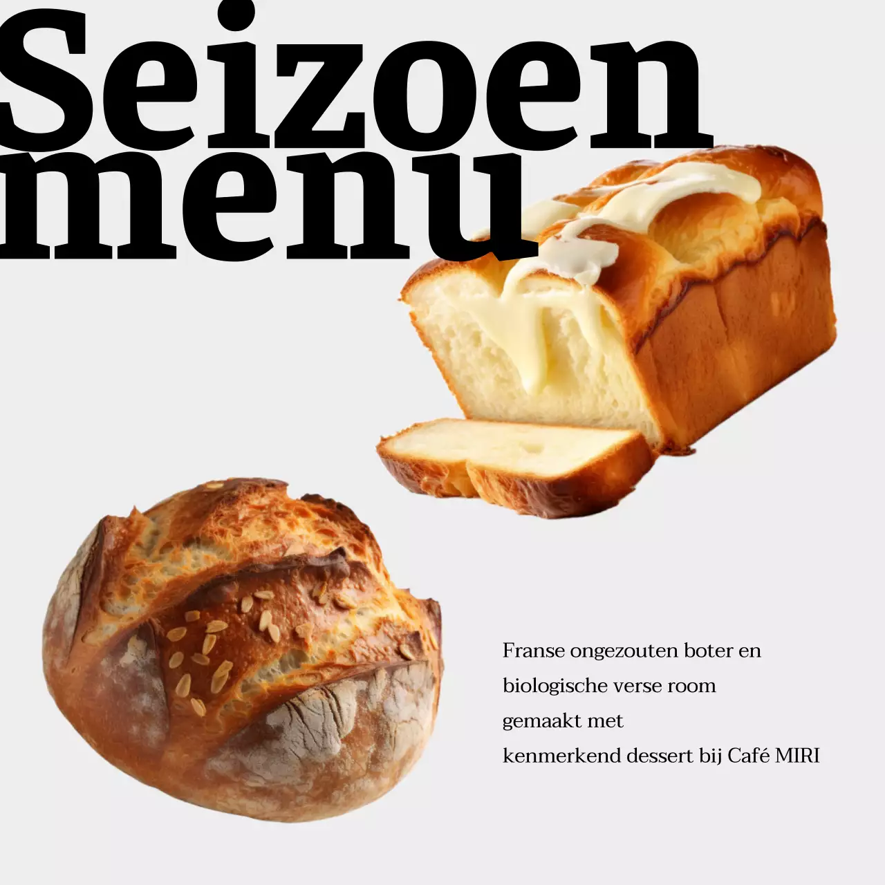 Minimalistische café-aankondiging in grijs en zwart-wit