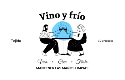 Diseño promocional con la ilustración de un bebedor de vino