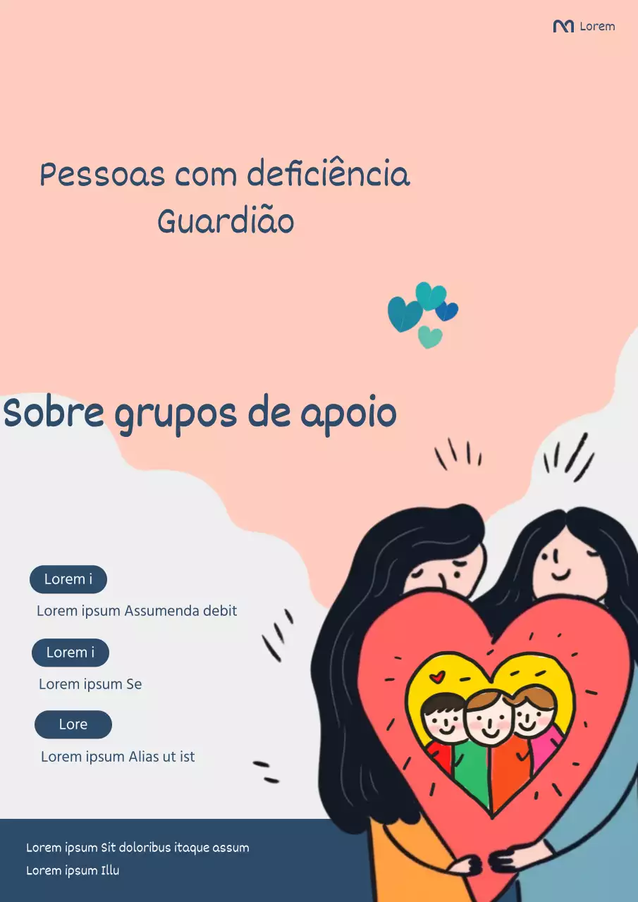 Sobre um grupo de autoajuda para deficientes simples, azul-marinho e cor-de-rosa