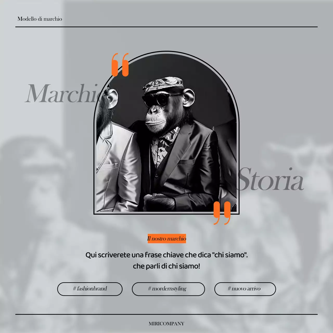 Un semplice brief di marca in grigio e arancione