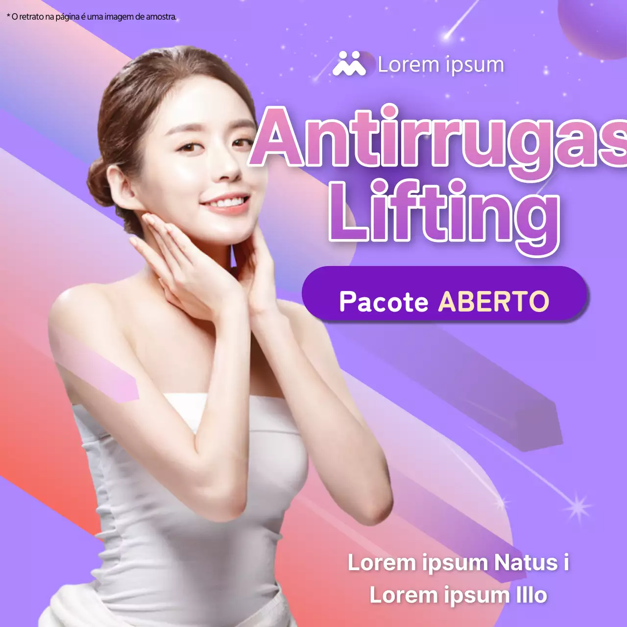 Anúncio de lifting antirrugas na moda em roxo