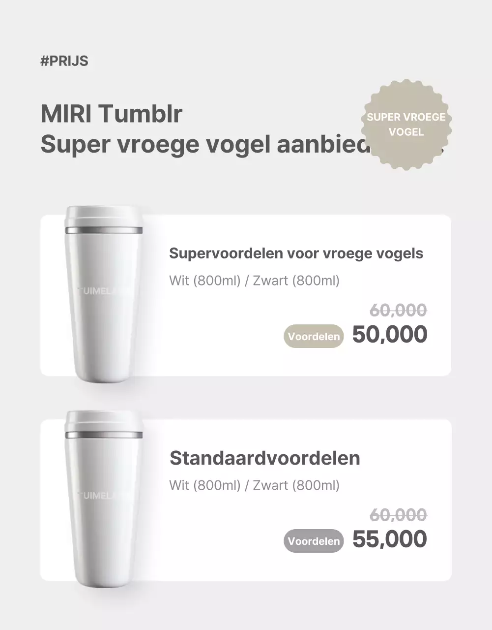 Promoot een eenvoudige tumblr in grijs en beige