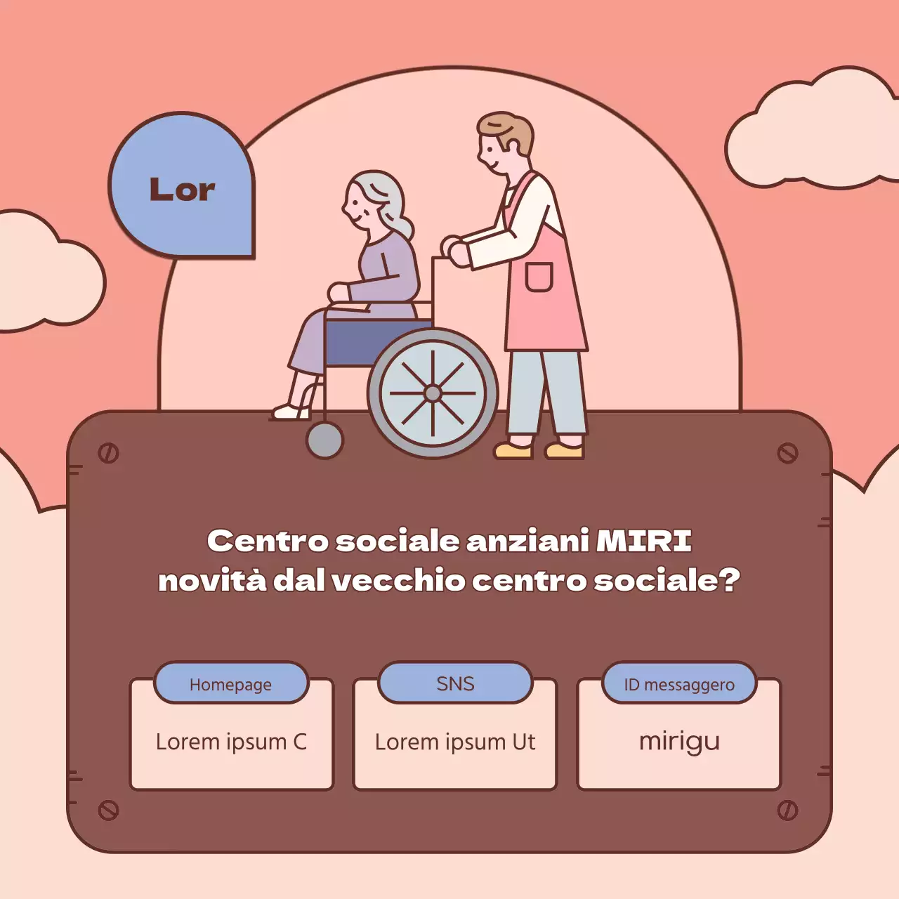 Un semplice post di newsletter mensile dell'ufficio welfare in marrone e rosa