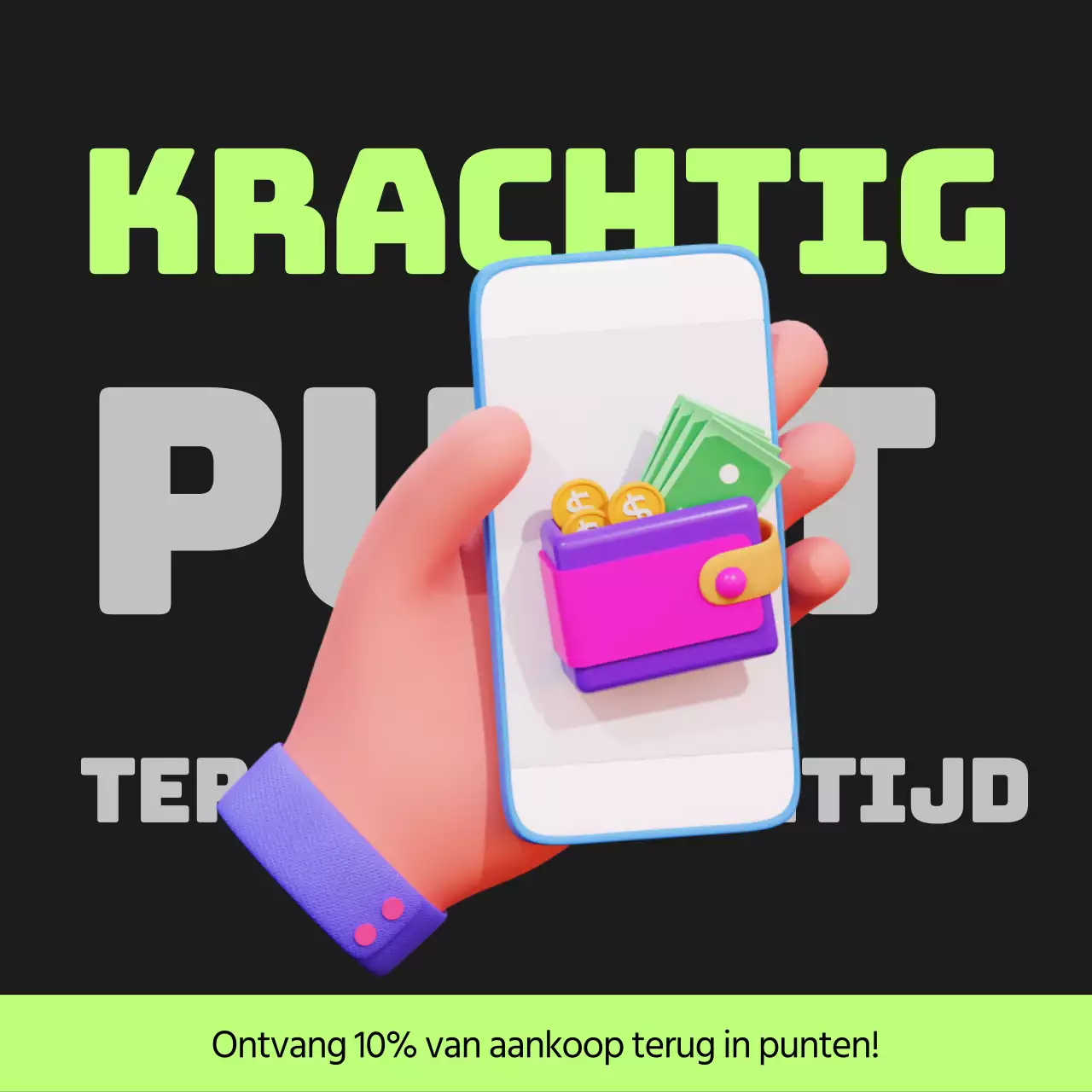 Cyberpunk points payback post in zwart en limoengroen