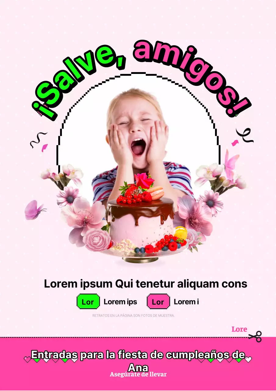 Invitaciones de cumpleaños Giggly en rosa y chartreuse