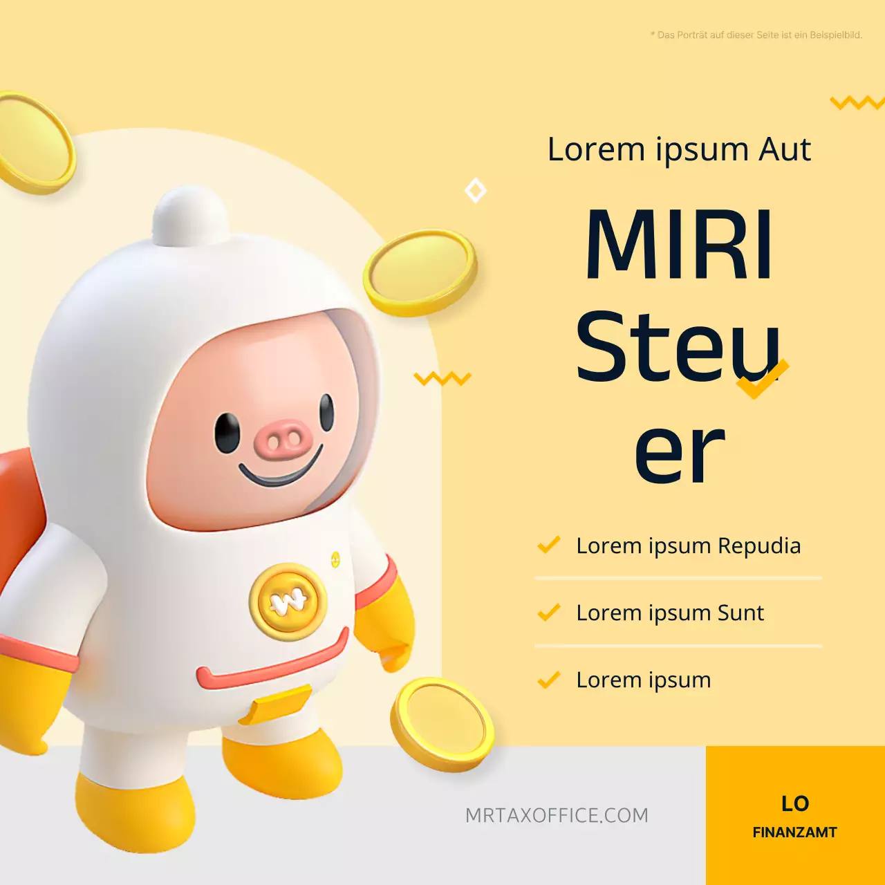 Werbung für eine moderne Steuer- und Wirtschaftsprüfungsgesellschaft in Gelb und Schwarz