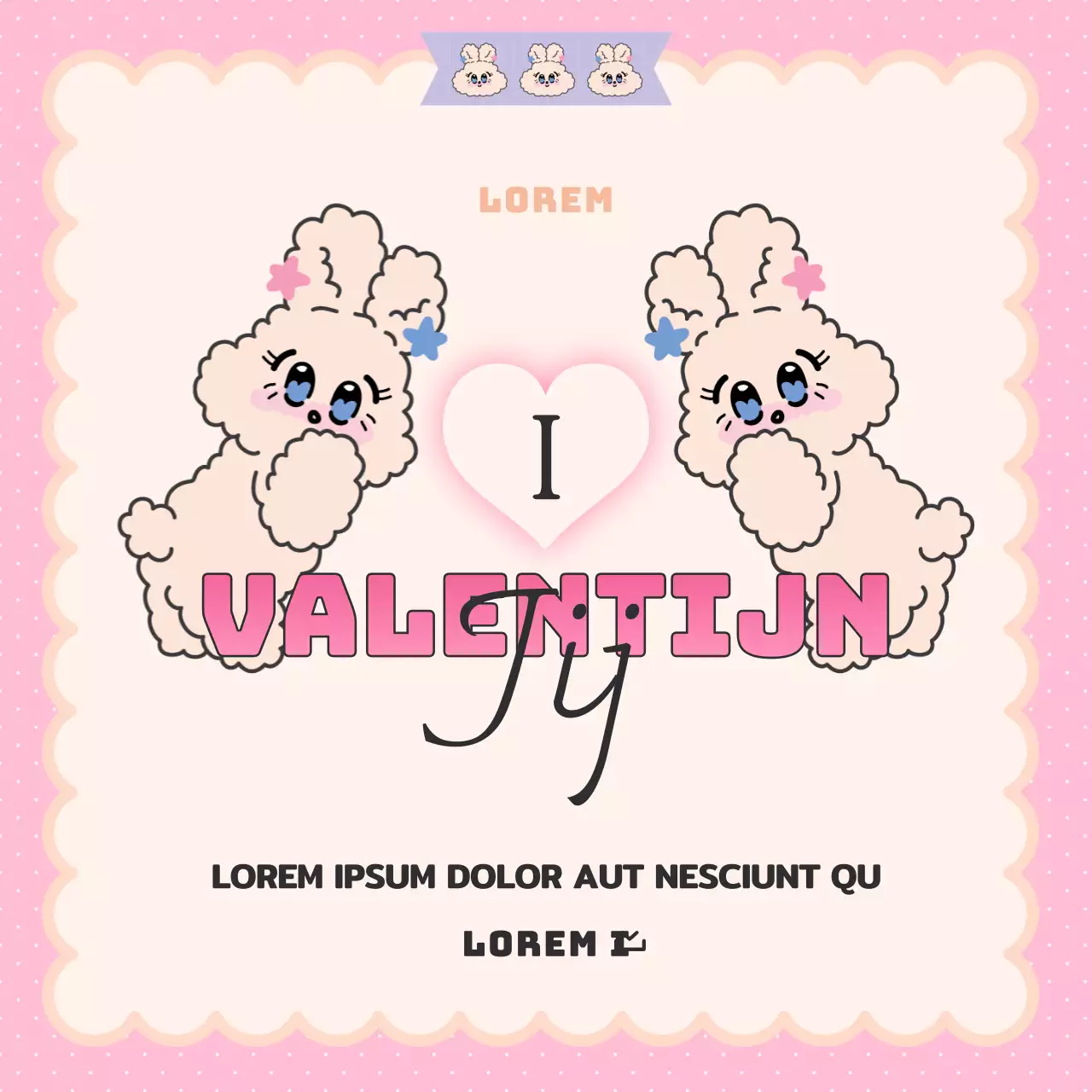 Een schattige Valentijnsadvertentie in roze en lichtblauw