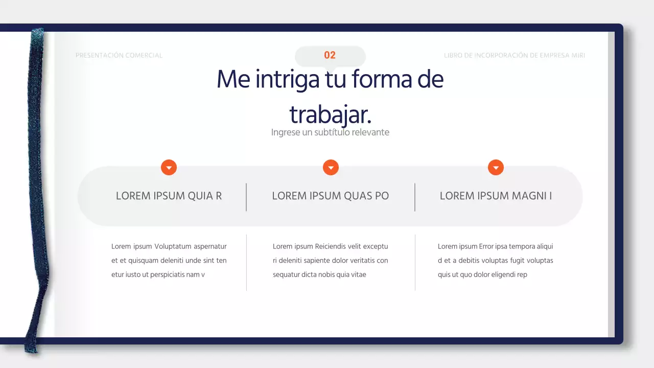 Materiales de formación sencillos de color azul y naranja para el libro de registro de nuevos empleados