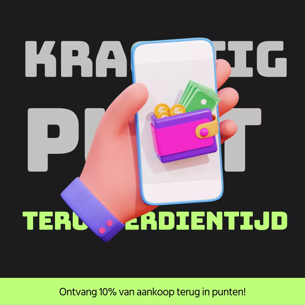 Cyberpunk points payback post in zwart en limoengroen