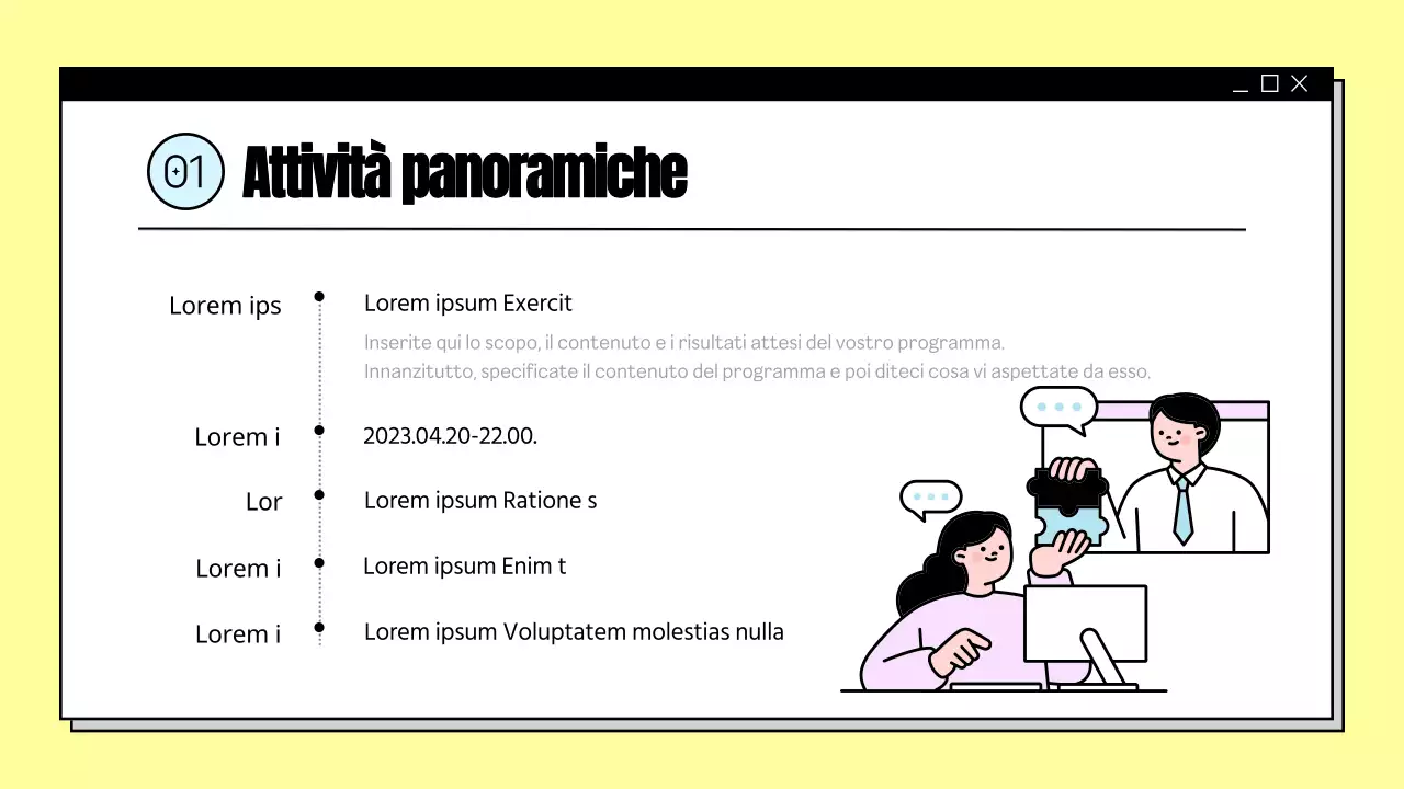 Una carrellata di attività nei centri comunali gialli nella presentazione