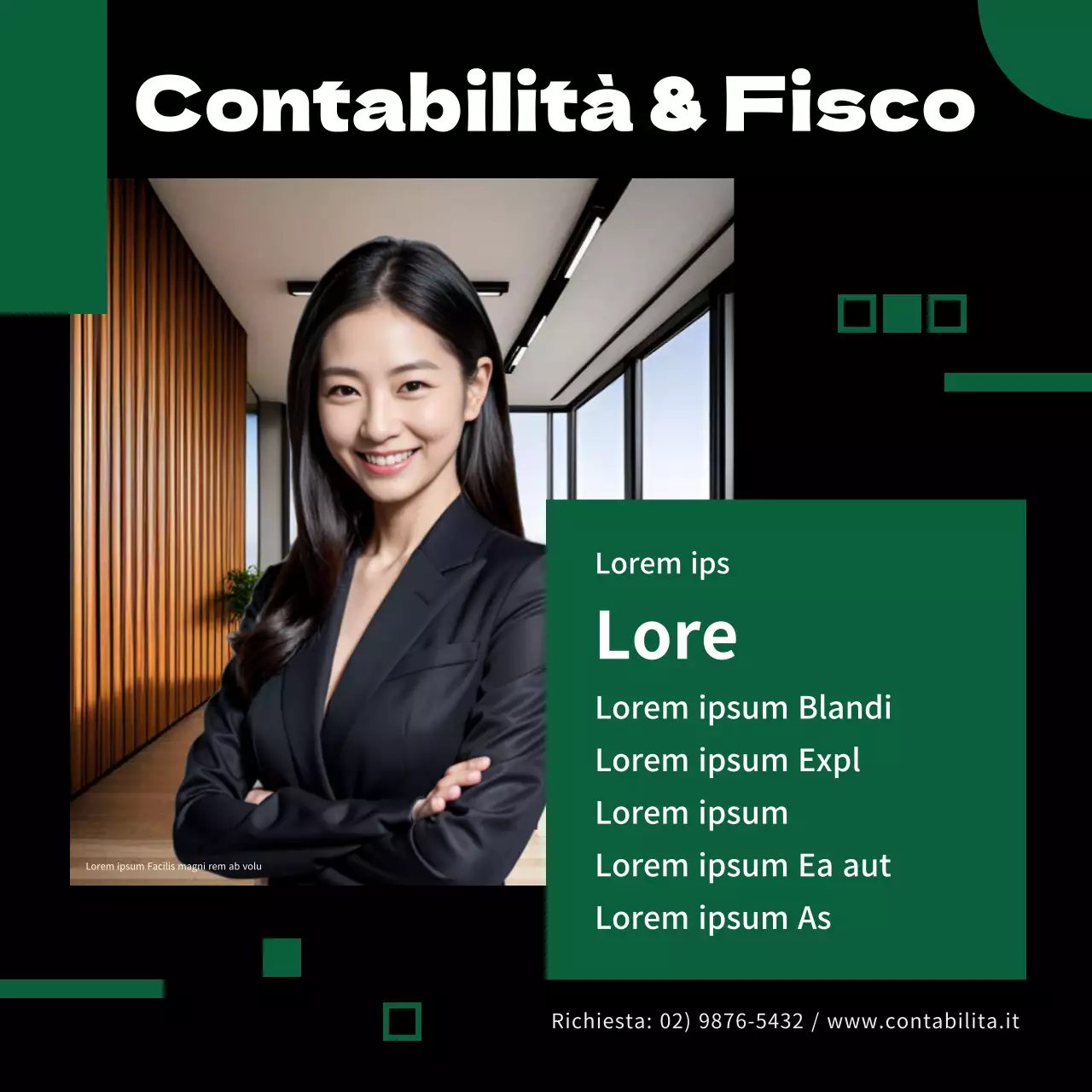 Promuovete il vostro studio fiscale e contabile con il nero, il verde e il minimalismo