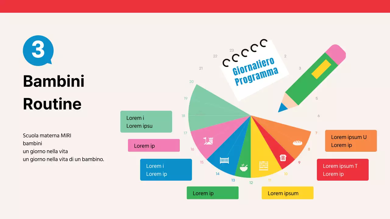 Guida al reclutamento dei bambini per l'asilo nido giallo-rosso
