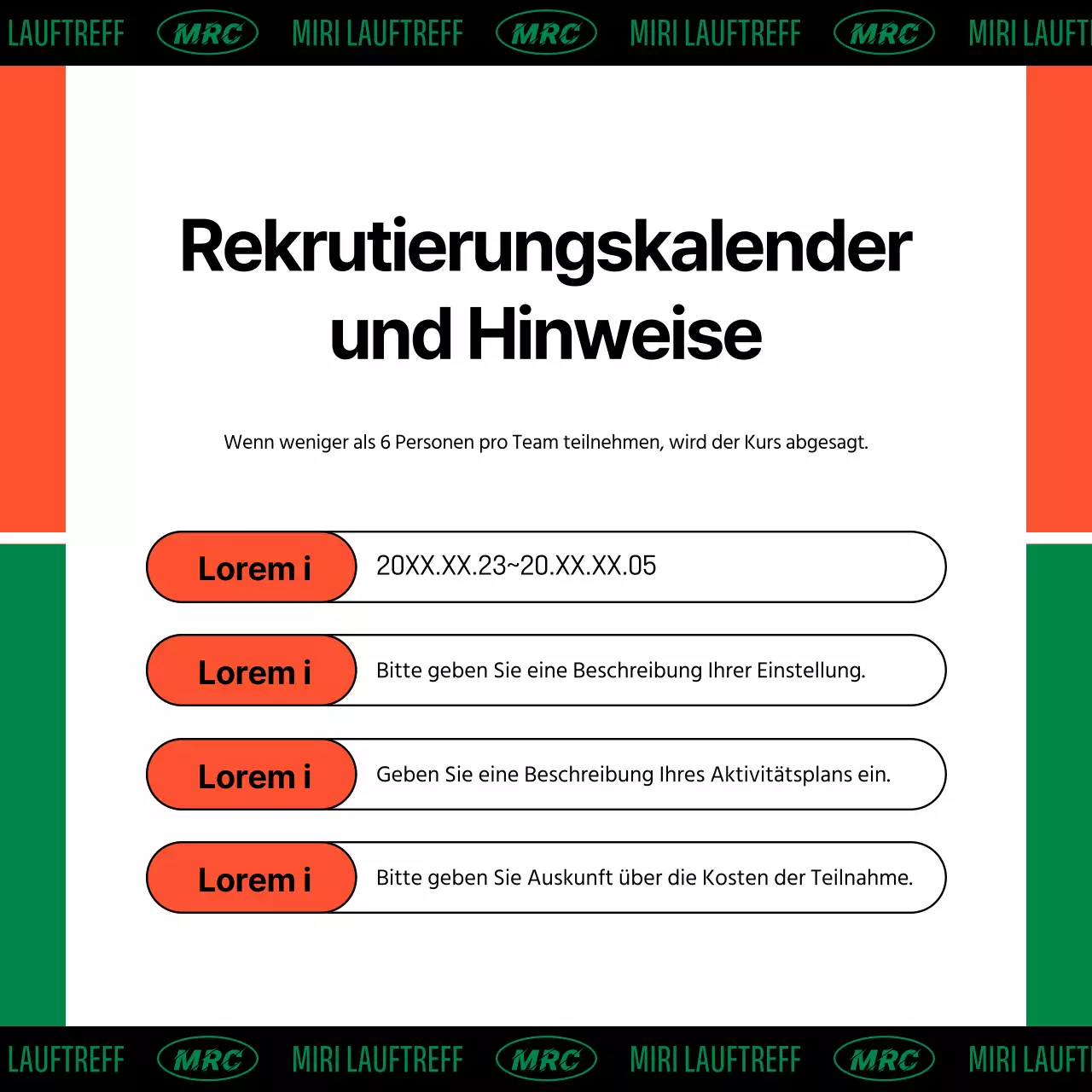 Mitglieder für einen kitschig-orangenen Laufclub werben