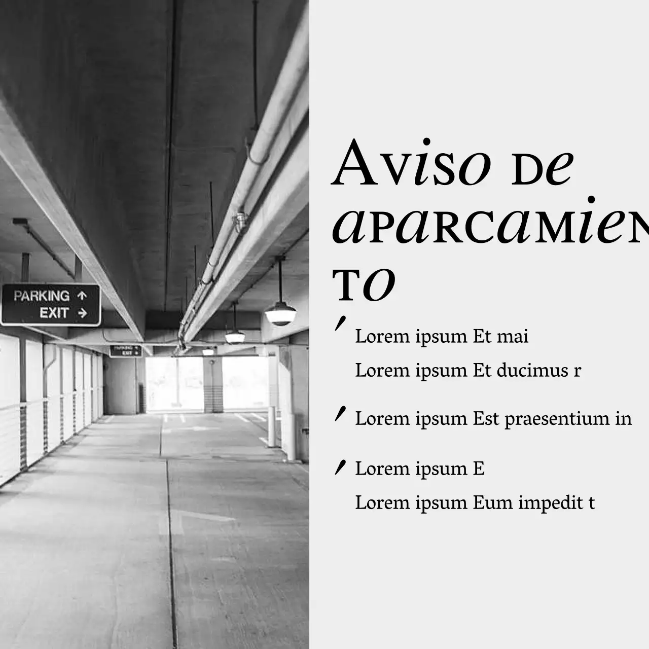 Anuncio de cafetería minimalista en gris y blanco y negro