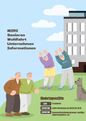 Förderung der hellblauen und braunen Farbgebung eines gemütlichen Seniorenzentrums