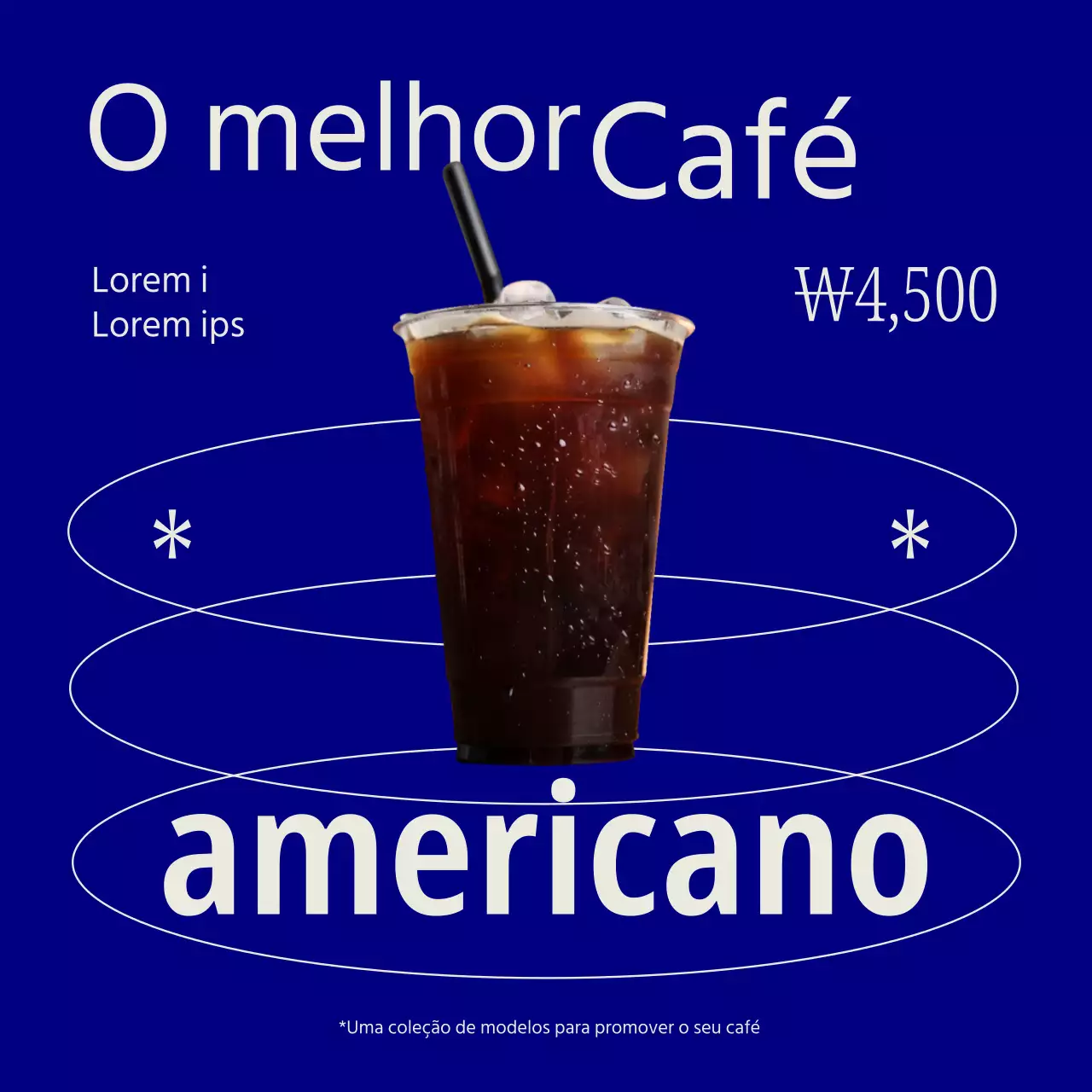 Um simples quadro de anúncios de café azul e branco