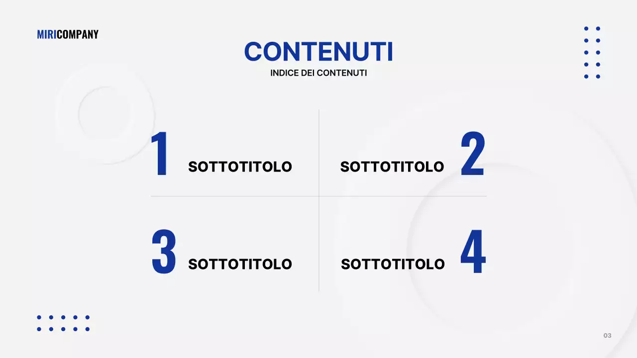 Presentazione aziendale minimalista in bianco e blu navy