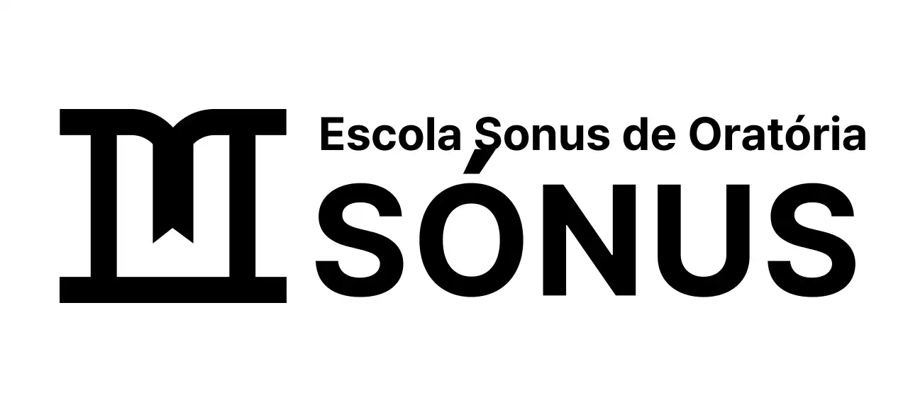 Desenho de uma escola de oratória com um ícone que representa um pódio