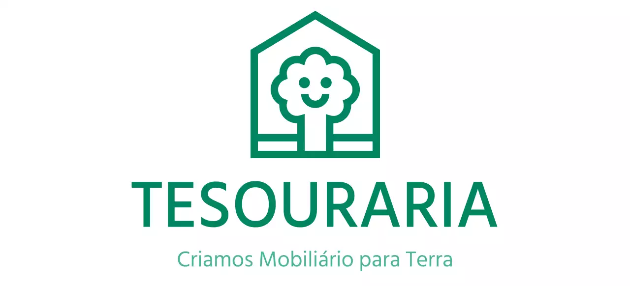 Design de cores para empresas de mobiliário com logótipo de marca que apresenta uma árvore numa casa