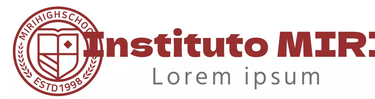 Logotipo del instituto en forma de símbolo educativo circular en burdeos