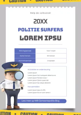 Een eenvoudige blauw-gele wervingspromotie voor de politie