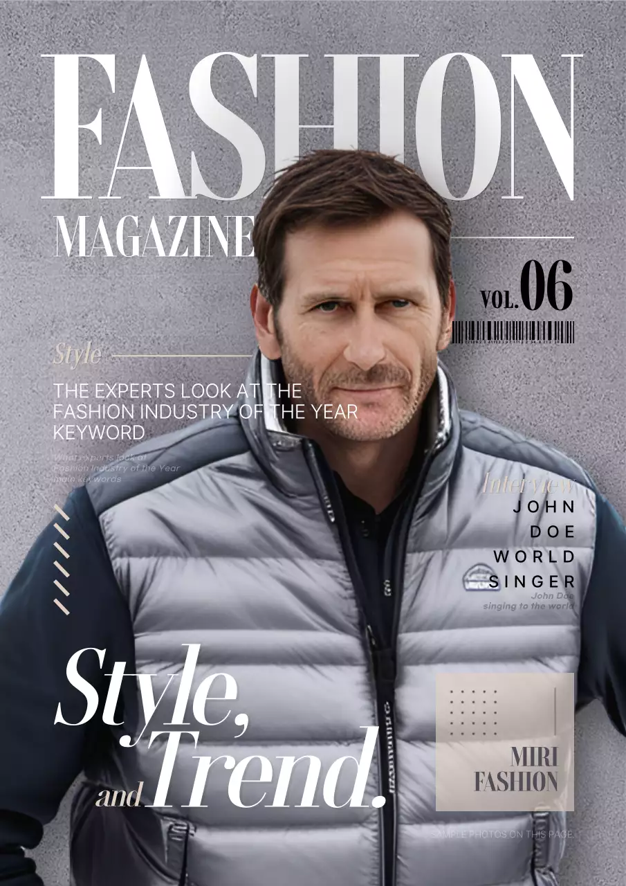 A trendy fashion magazine in gray and beige