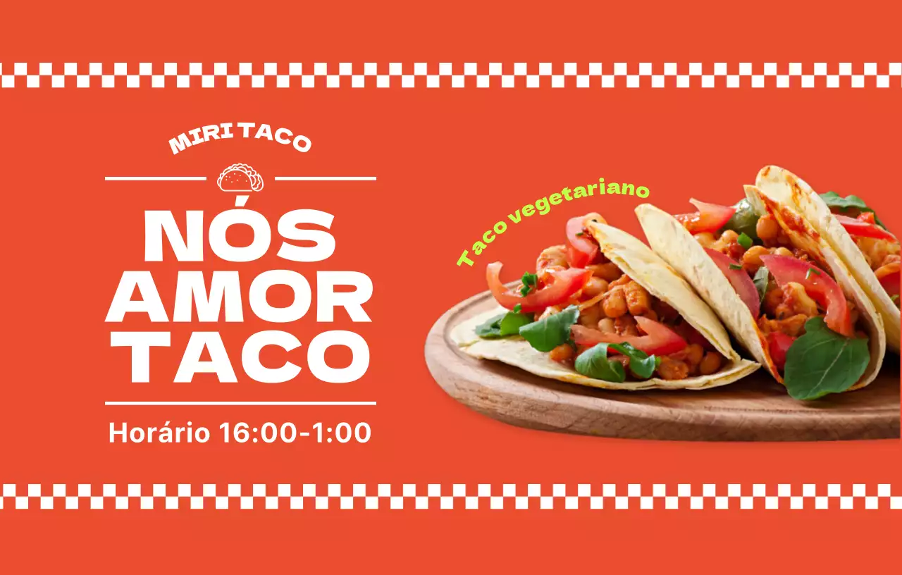 Um design arrojado e colorido com fotografias de comida de tacos