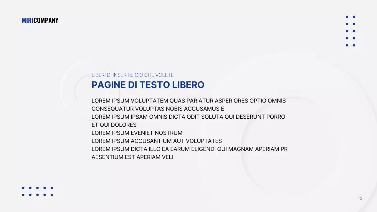 Presentazione aziendale minimalista in bianco e blu navy