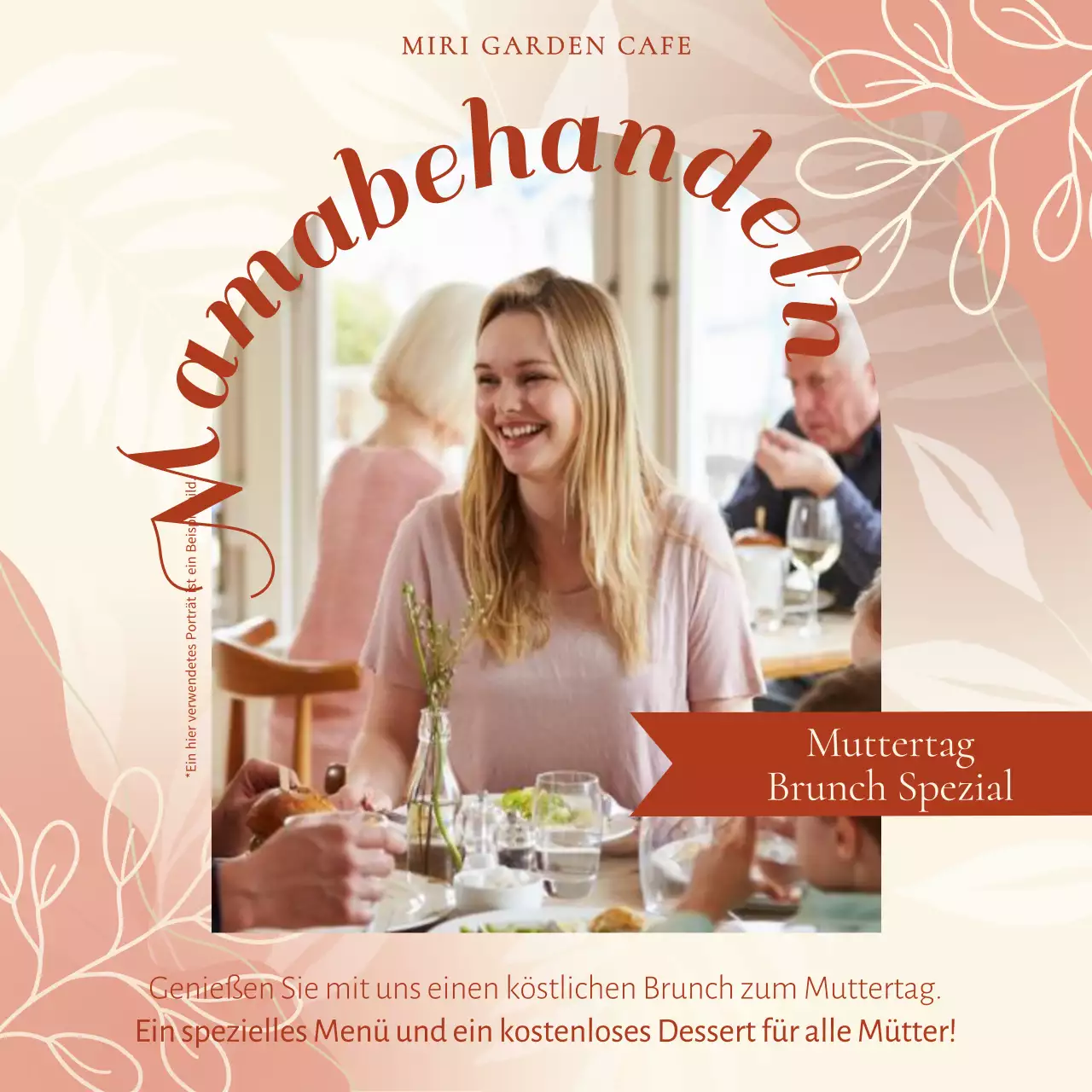 Rosa und Beige Trendy Muttertagsbrunch Anzeige