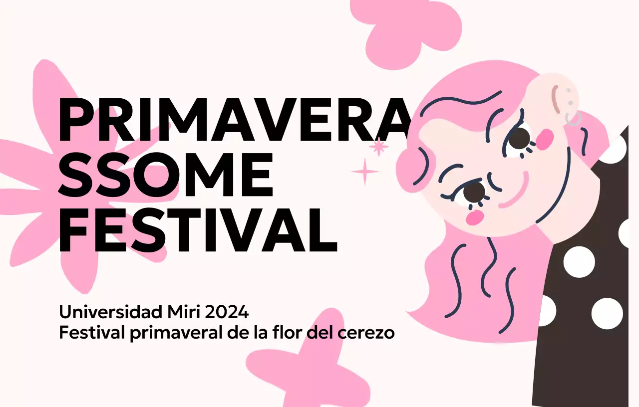 Diseño promocional con adorables ilustraciones rosas