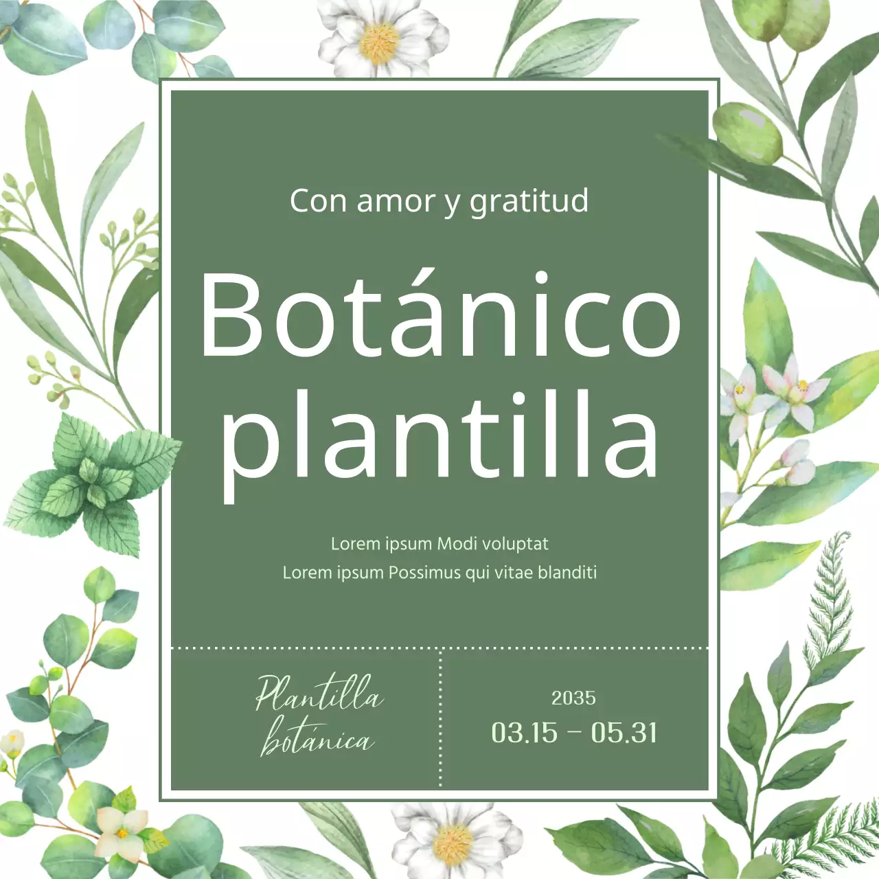 Una ilustración botánica con un aire verde y natural de primavera Explicado